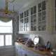 detail of built-in china cabinets