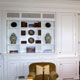 built-in book case and cabinet